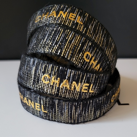 CHANEL Other - CHANEL Ribbon | Black Sparkle Burlap
